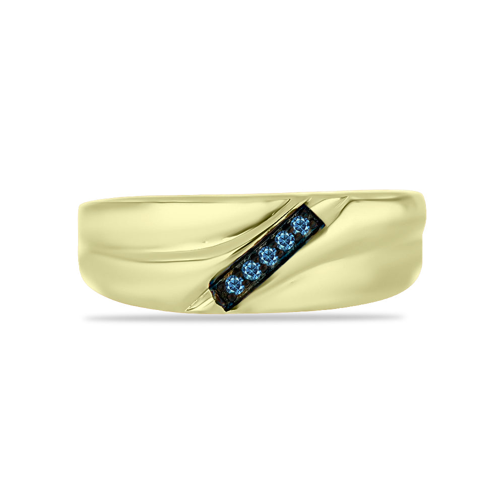 Anillo de Plata Bañada en Oro con Diamante Azul 1 