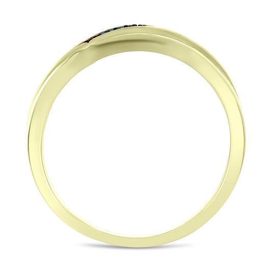 Anillo de Plata Bañada en Oro con Diamante Azul