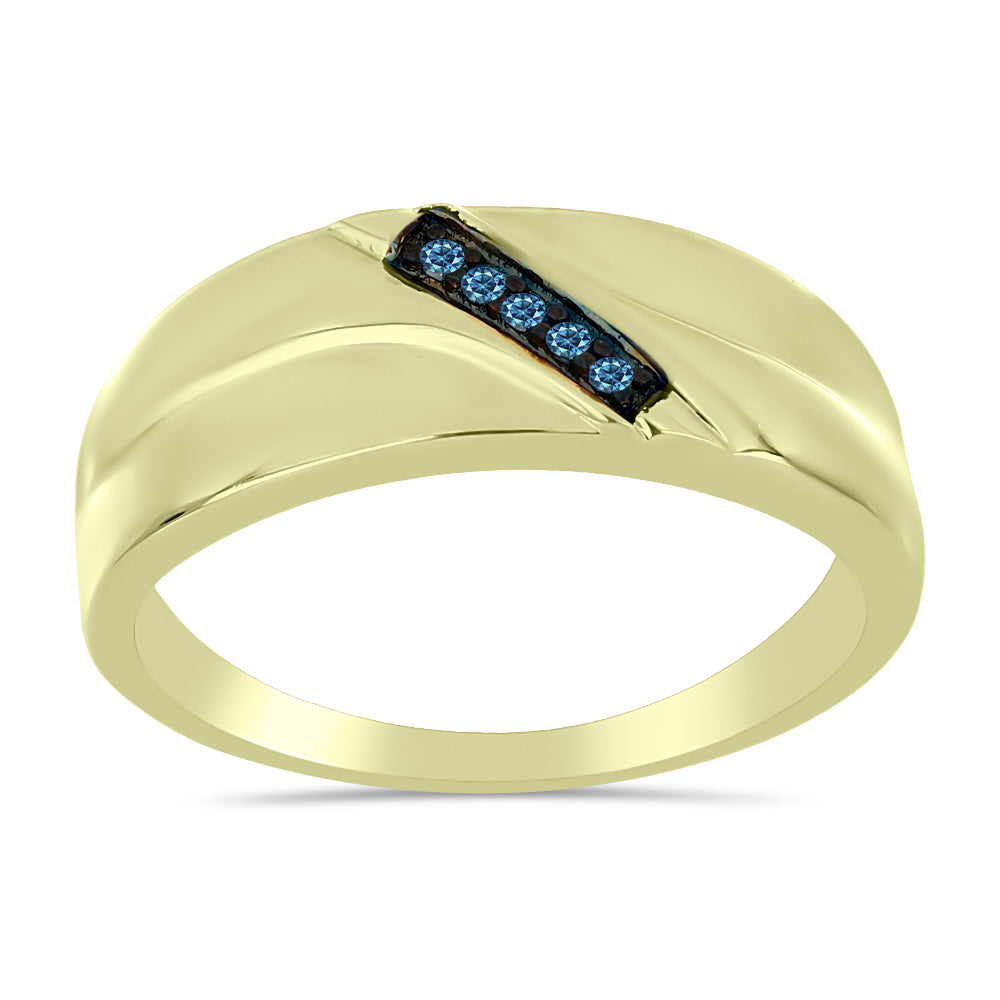 Anillo de Plata Bañada en Oro con Diamante Azul 3 