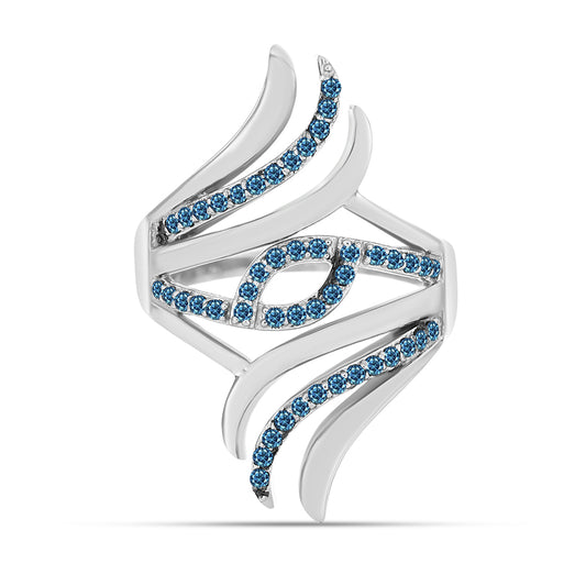 Anillo de Plata con Diamante Azul