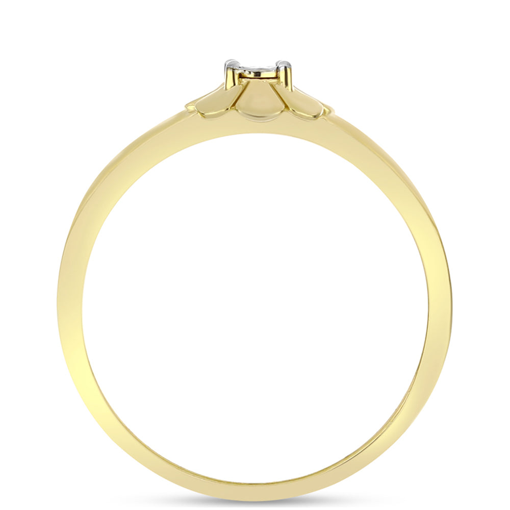 Anillo de Plata Bañada en Oro con Diamante blanco
