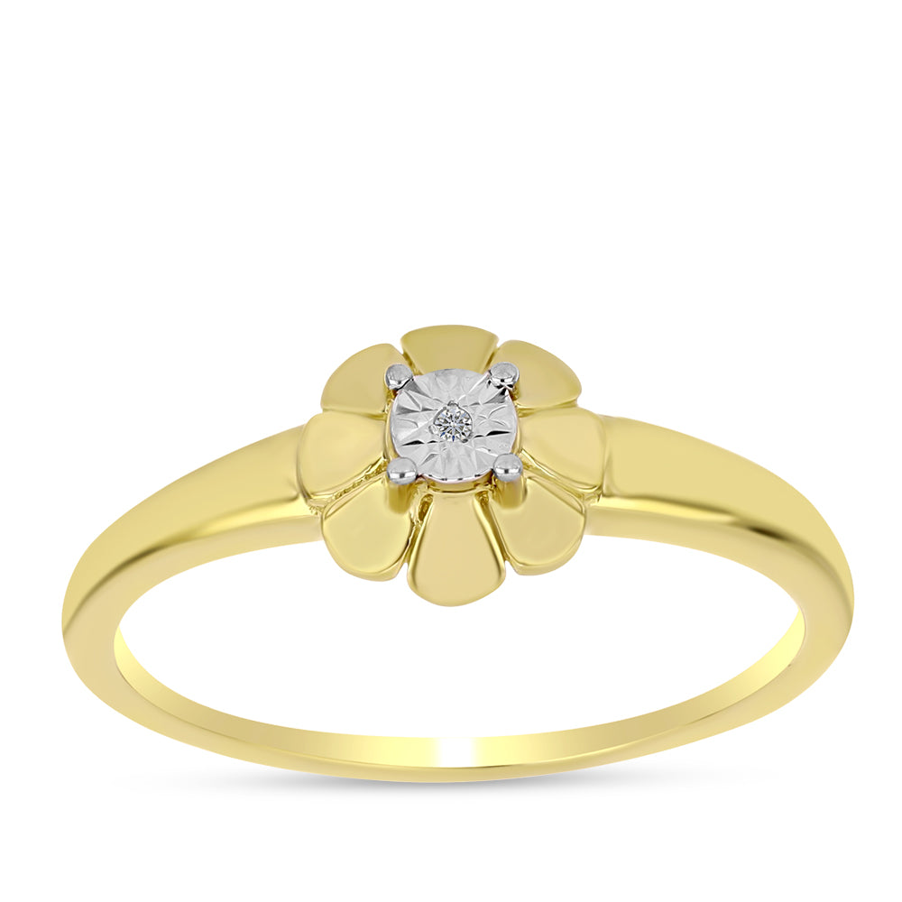 Anillo de Plata Bañada en Oro con Diamante blanco 3 