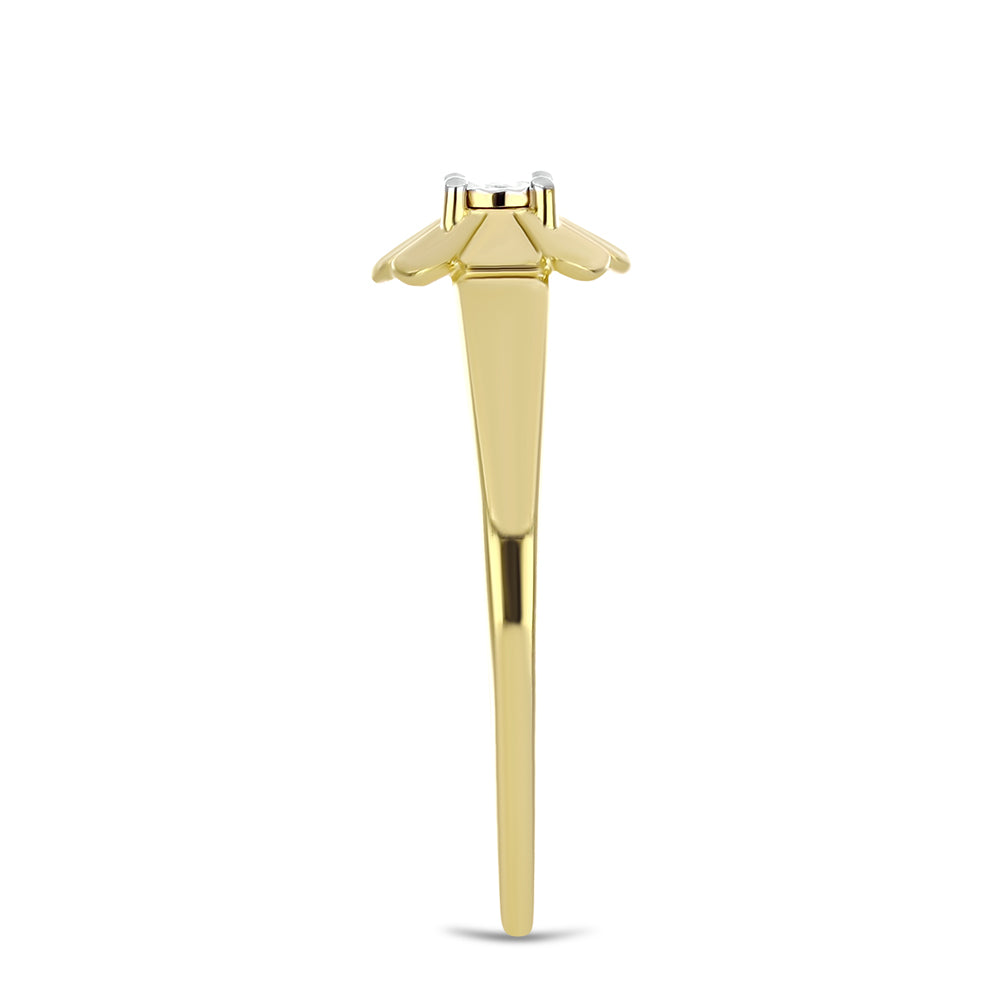 Anillo de Plata Bañada en Oro con Diamante blanco