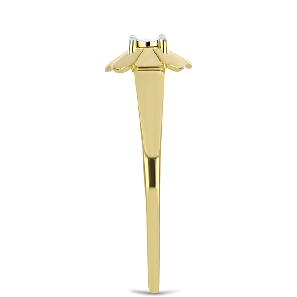 Anillo de Plata Bañada en Oro con Diamante blanco