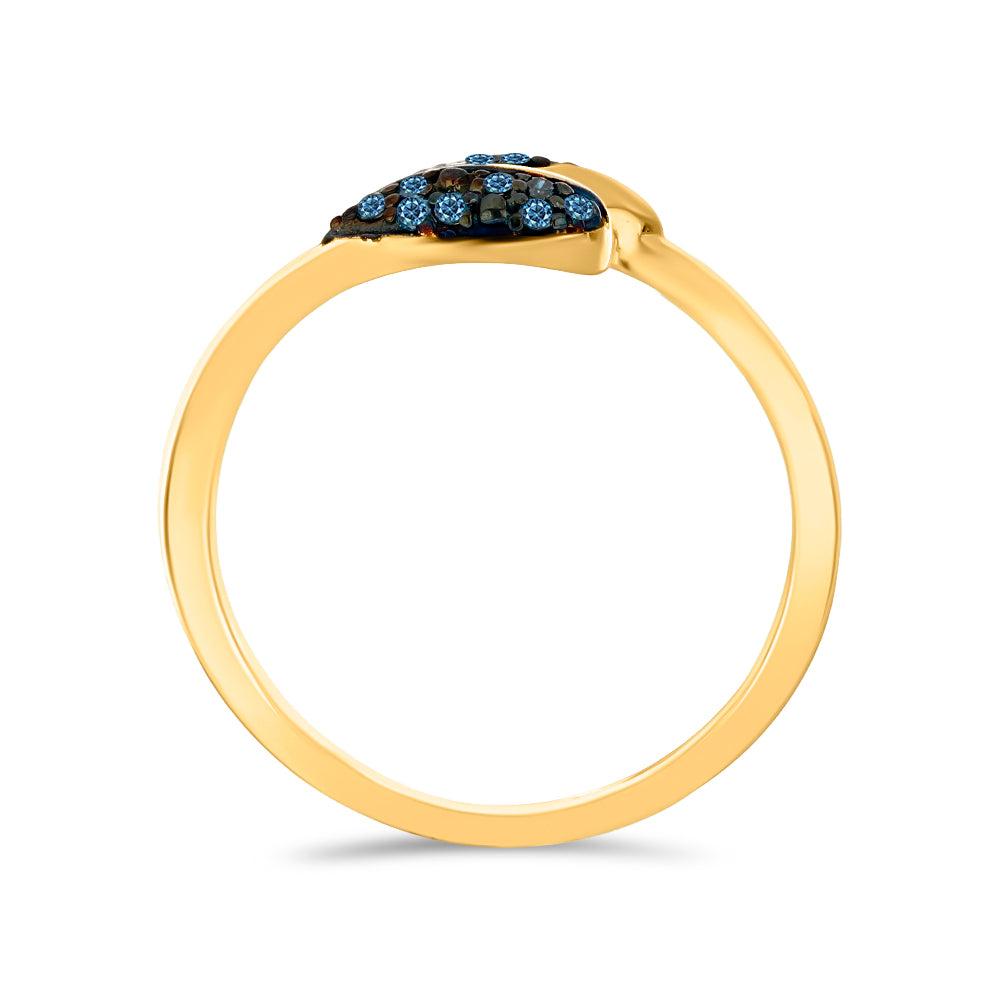 Anillo de Plata Bañada en Oro con Diamante Azul 2 