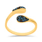 Anillo de Plata Bañada en Oro con Diamante Azul