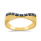 Anillo de Plata Bañada en Oro con Diamante Azul y Diamante blanco