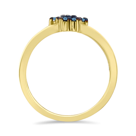 Anillo de Plata Bañada en Oro con Diamante Azul