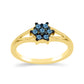 Anillo de Plata Bañada en Oro con Diamante Azul