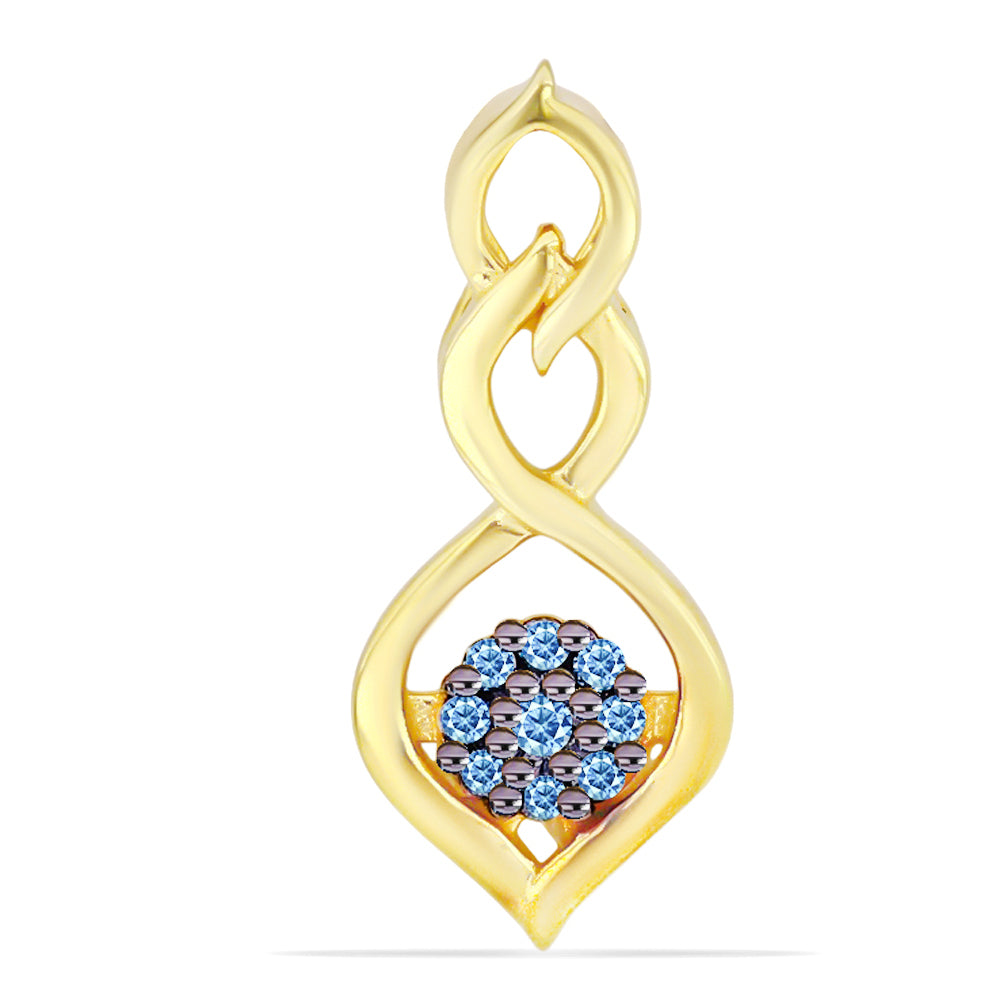 Colgante de Plata Bañada en Oro con Diamante Azul