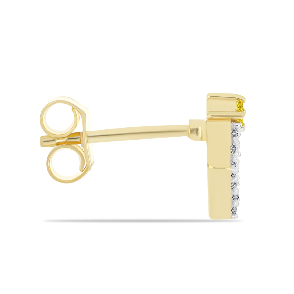 Pendientes de Plata Bañada en Oro con Diamante Amarillo y Zircón blanco natural 2 