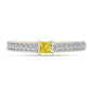 Anillo de Plata Bañada en Oro con Diamante Amarillo y Zircón blanco natural