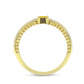 Anillo de Plata Bañada en Oro con Diamante Amarillo y Zircón blanco natural