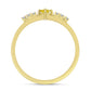 Anillo de Plata Bañada en Oro con Diamante Amarillo y Zircón blanco natural