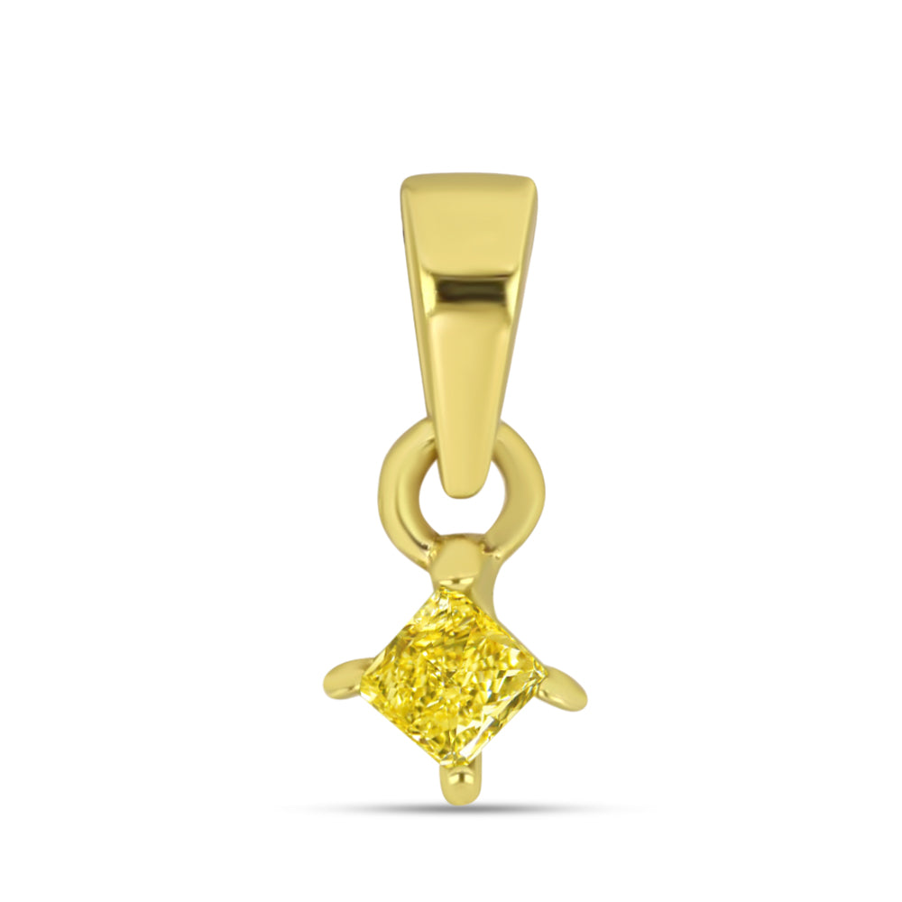 Collar de Plata Bañada en Oro con Diamante Amarillo 1 
