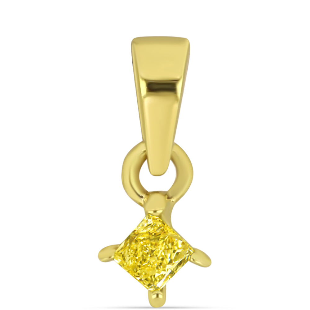 Collar de Plata Bañada en Oro con Diamante Amarillo