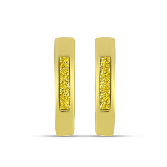 Pendientes de Plata Bañada en Oro con Diamante Amarillo