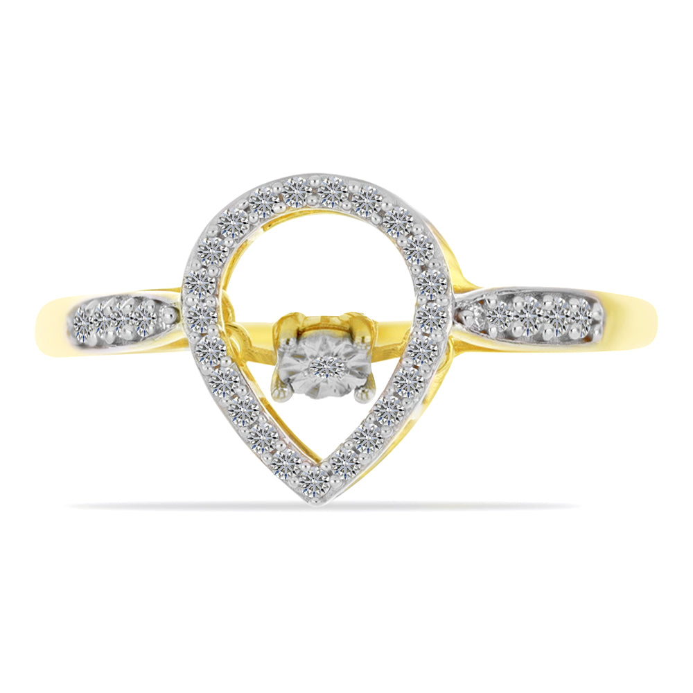 Anillo de Plata Bañada en Oro con Diamante blanco y Zircón Blanco 1 