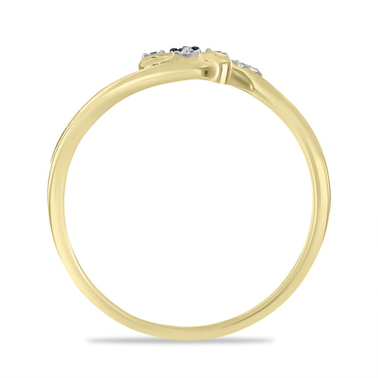 Anillo de Plata Bañada en Oro con Diamante Verde y Zircón Blanco