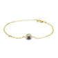 Pulsera de Plata Bañada en Oro con Diamante Rojo y Zircón Blanco