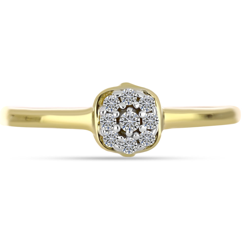 Anillo de Plata Bañada en Oro con Diamante blanco 1 