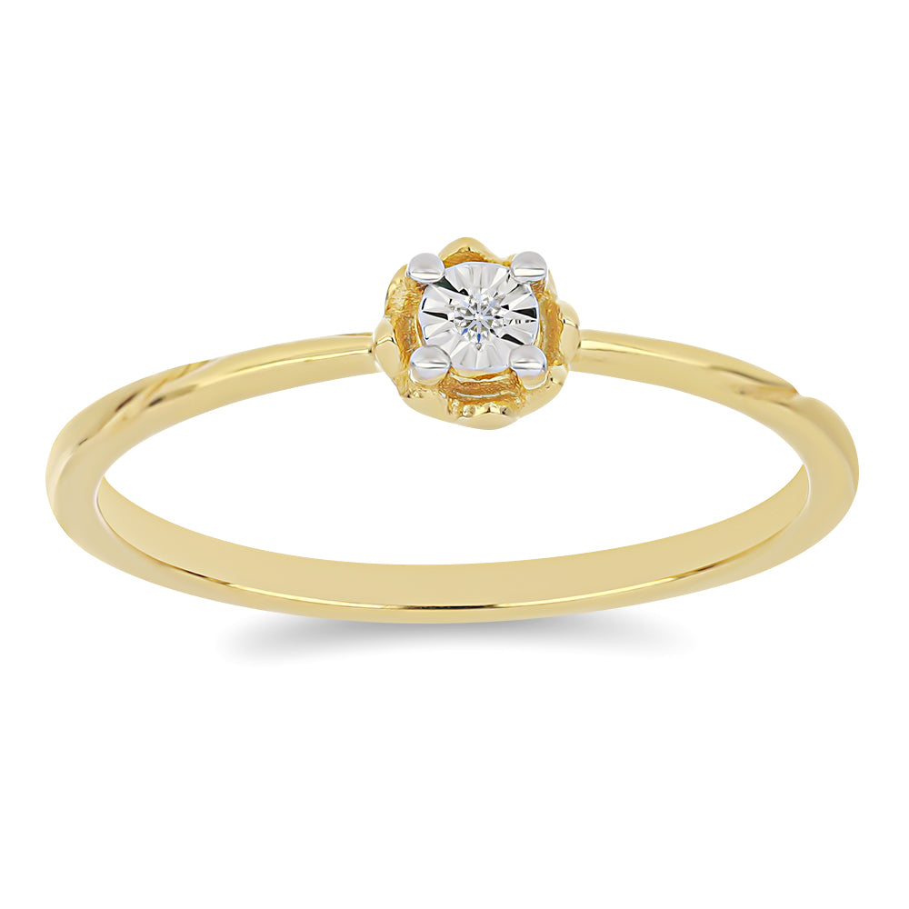 Anillo de Plata Bañada en Oro con Diamante blanco