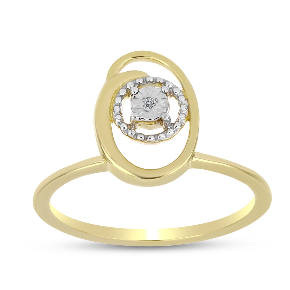 Anillo de Plata Bañada en Oro con Diamante blanco 3 