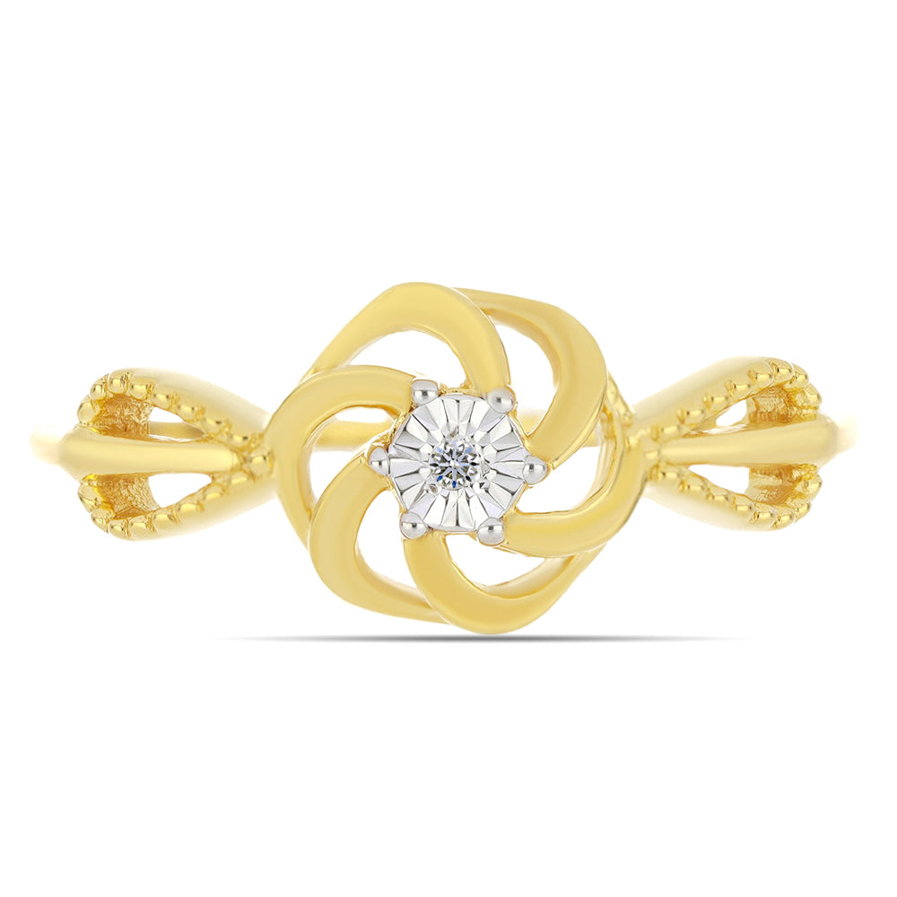 Anillo de Plata Bañada en Oro con Diamante blanco 1 