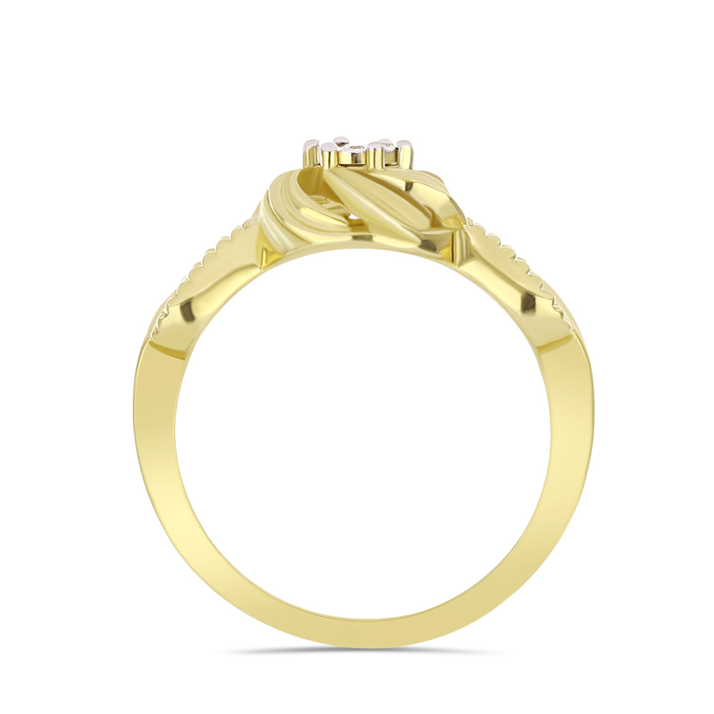 Anillo de Plata Bañada en Oro con Diamante blanco 2 
