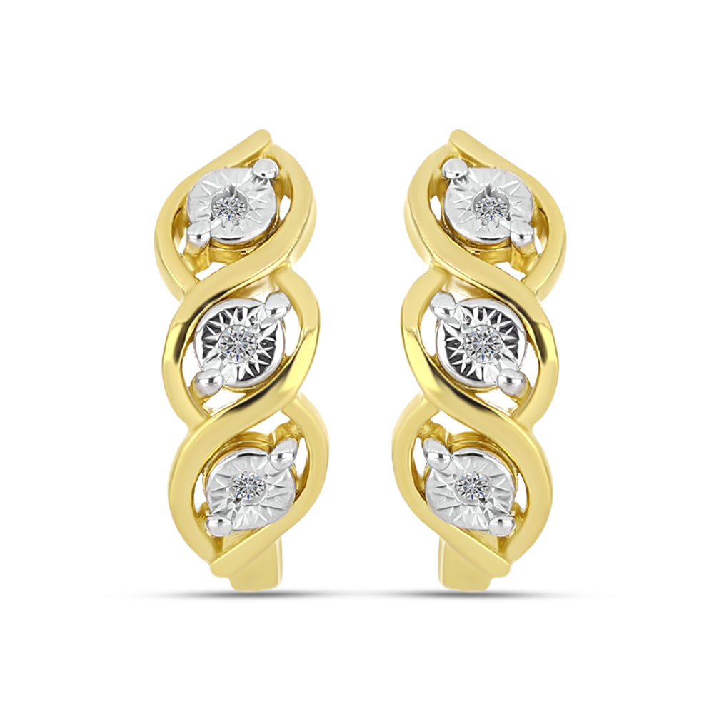 Pendientes de Plata Bañada en Oro con Diamante blanco 1 