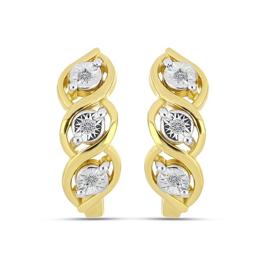 Pendientes de Plata Bañada en Oro con Diamante blanco