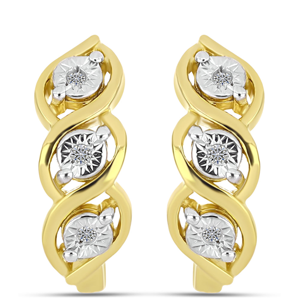 Pendientes de Plata Bañada en Oro con Diamante blanco