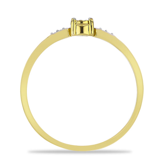 Anillo de Plata Bañada en Oro con Diamante blanco