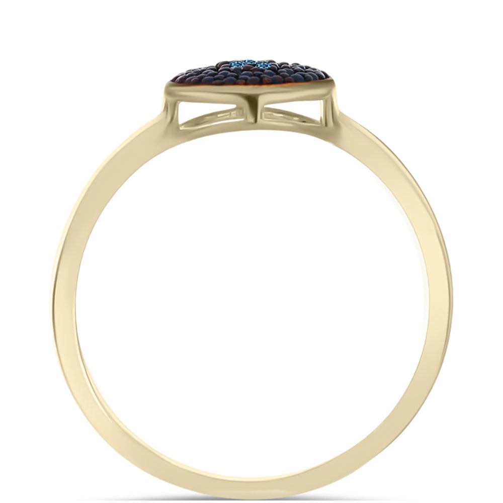 Anillo de Plata Bañada en Oro con Diamante blanco 6 