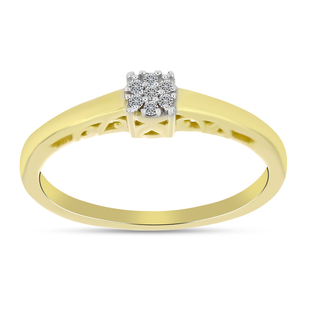 Anillo de Plata Bañada en Oro con Diamante blanco