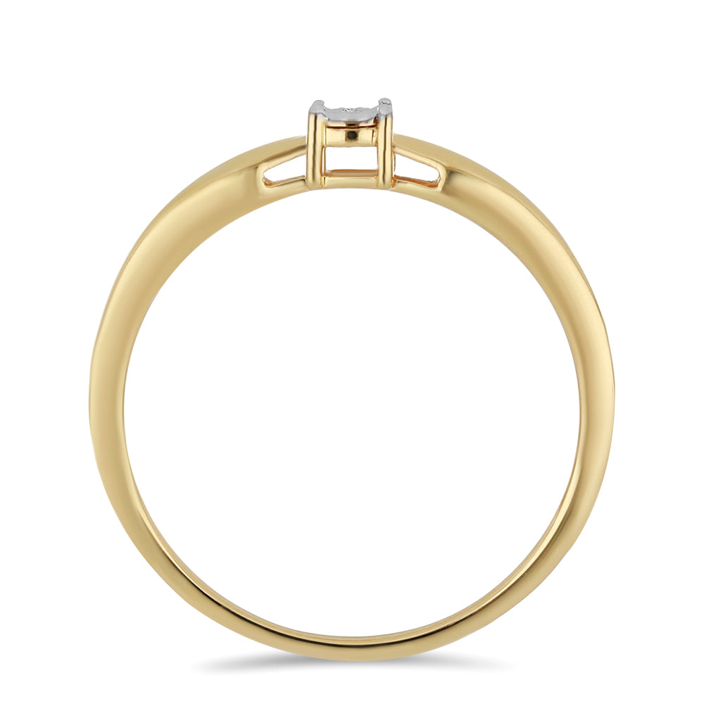 Anillo de Plata Bañada en Oro con Diamante blanco 2 