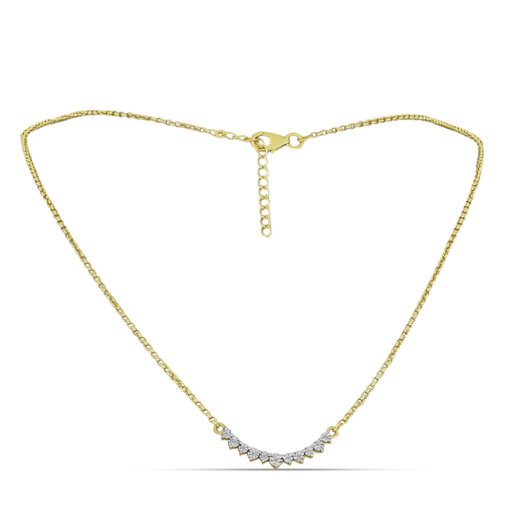 Collar de Plata Bañada en Oro con Diamante blanco