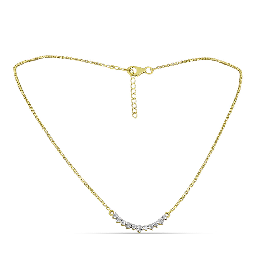 Collar de Plata Bañada en Oro con Diamante blanco