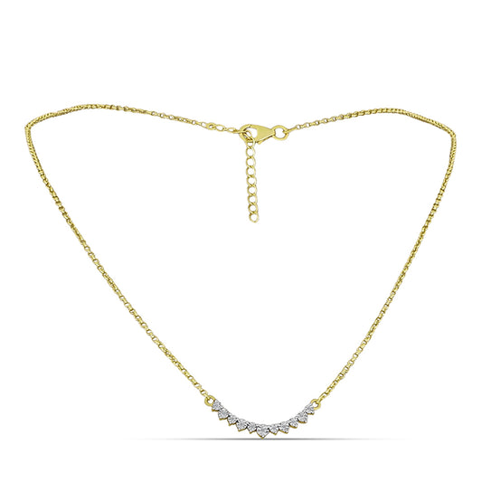 Collar de Plata Bañada en Oro con Diamante blanco