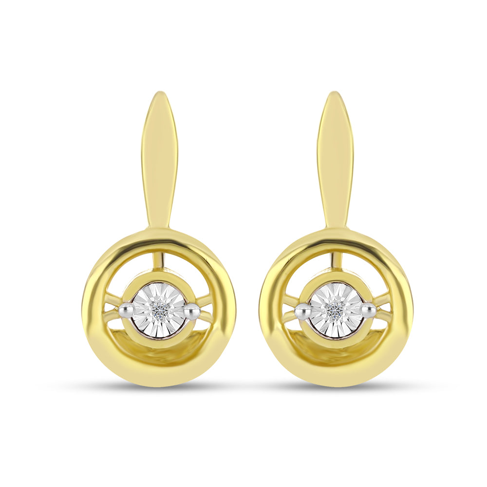 Pendientes de Plata Bañada en Oro con Diamante blanco