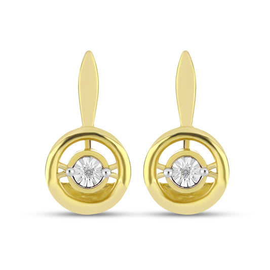 Pendientes de Plata Bañada en Oro con Diamante blanco