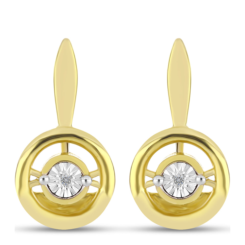 Pendientes de Plata Bañada en Oro con Diamante blanco