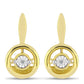 Pendientes de Plata Bañada en Oro con Diamante blanco