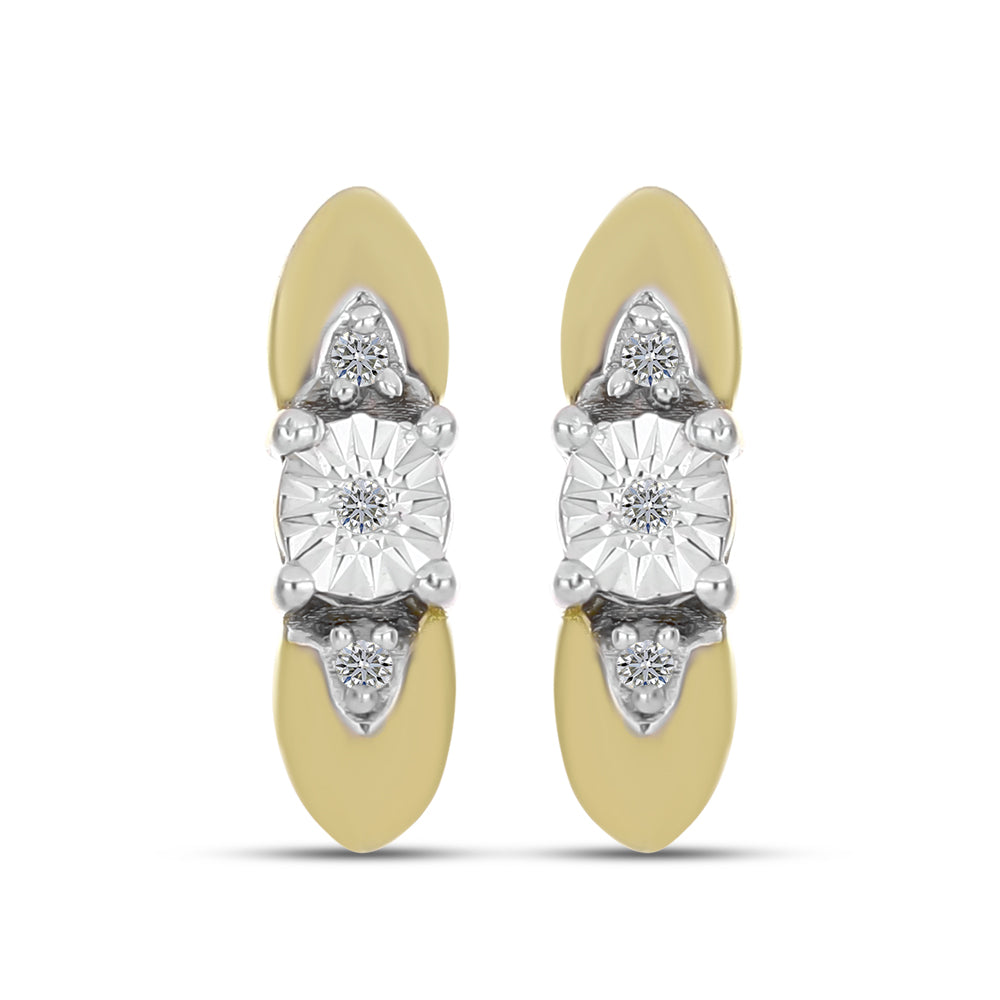 Pendientes de Plata Bañada en Oro con Diamante blanco