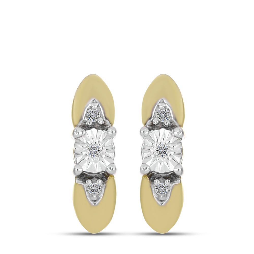 Pendientes de Plata Bañada en Oro con Diamante blanco