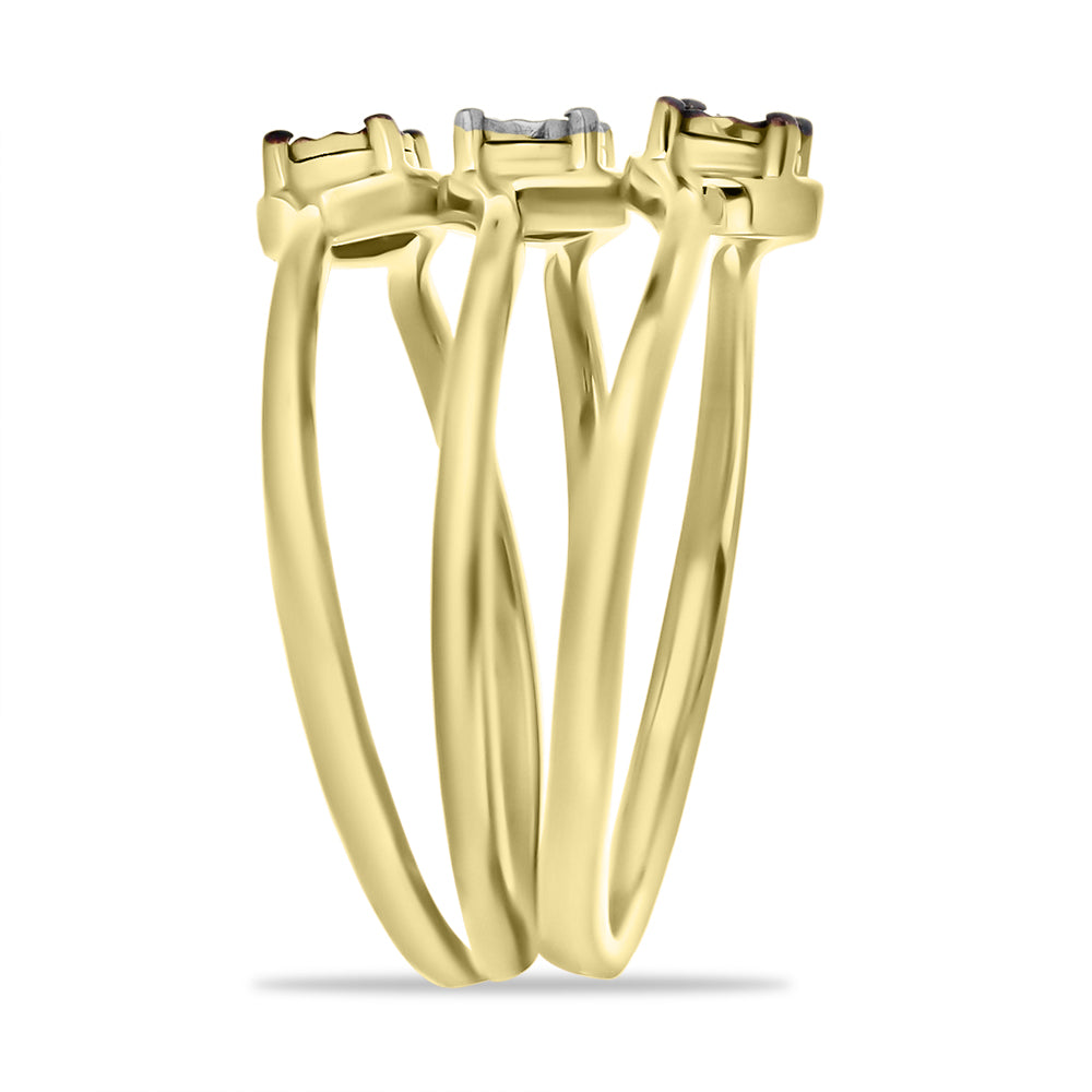 Conjunto de Plata Bañada en Oro con Diamante Azul y Diamante blanco ( Anillo ) 3 