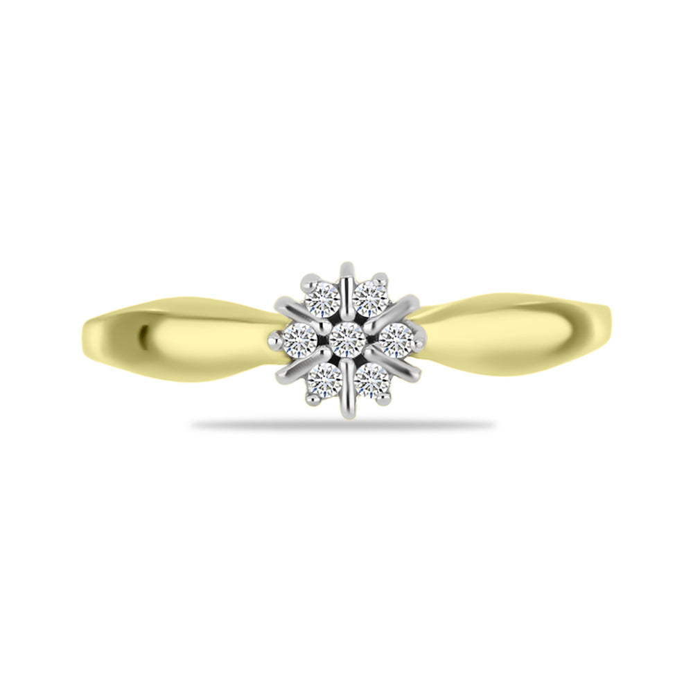 Anillo de Plata Bañada en Oro con Diamante blanco