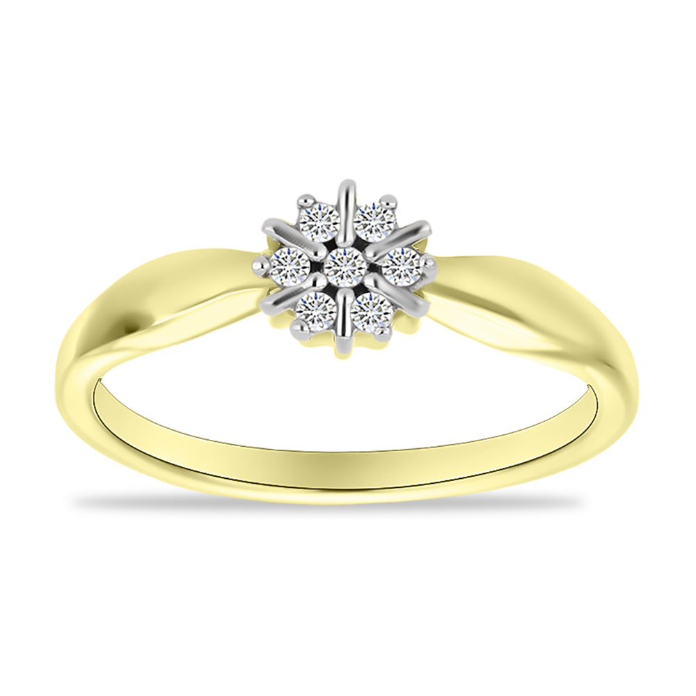 Anillo de Plata Bañada en Oro con Diamante blanco