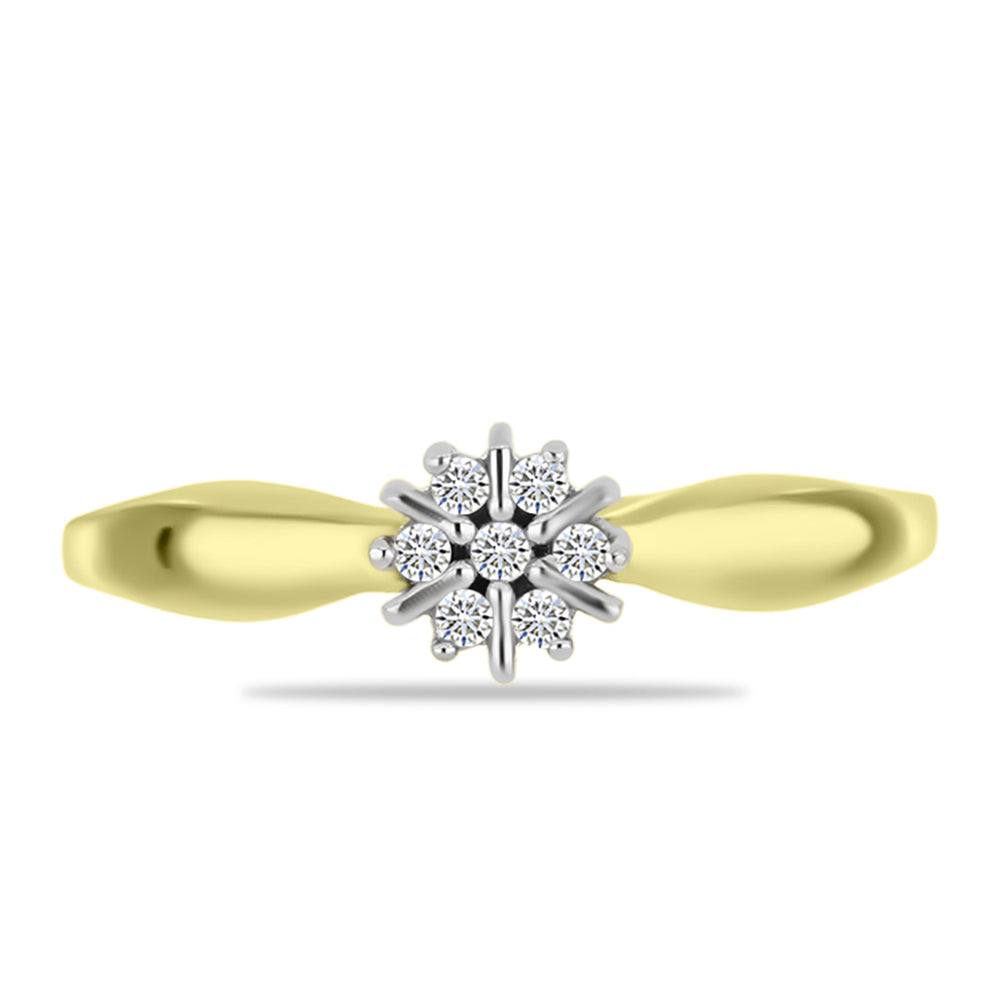Anillo de Plata Bañada en Oro con Diamante blanco 5 