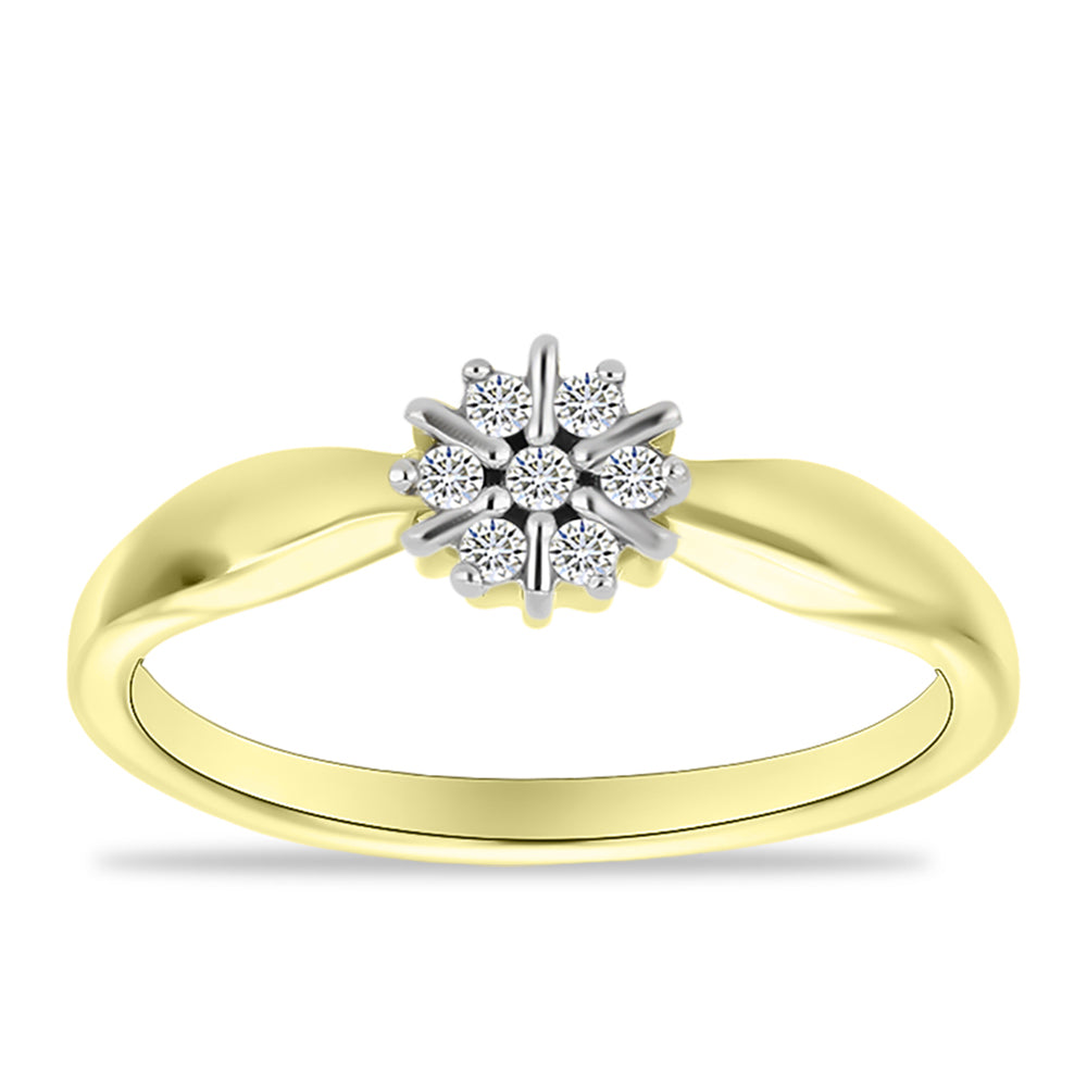 Anillo de Plata Bañada en Oro con Diamante blanco